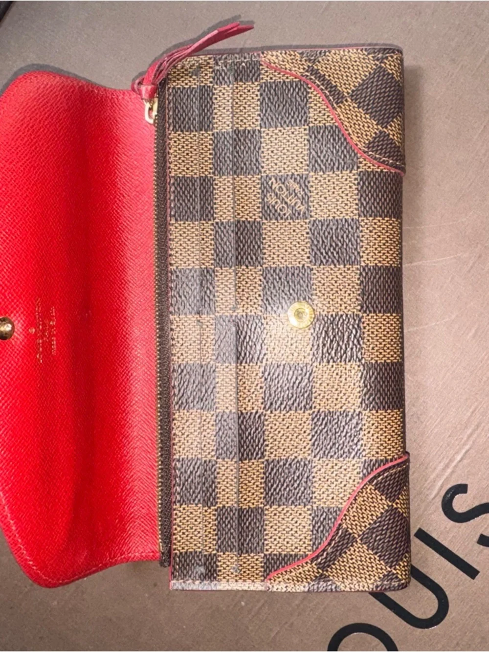 Louis Vuitton Emilie Wallet Damier Ebene Red Interior Long Wallet - Picture 10 of 10